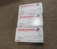 THREE EXAMPLE BOXES OF WINCHESTER 9MM 115 GRAIN AMMO